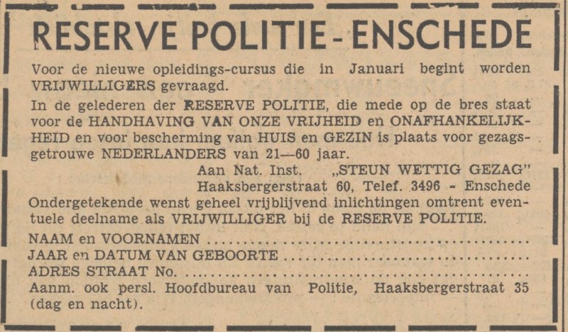 Haaksbergerstraat 60 Nationaal Instituut Steun Wettig Gezag advertentie Tubantia 18-12-1951.jpg
