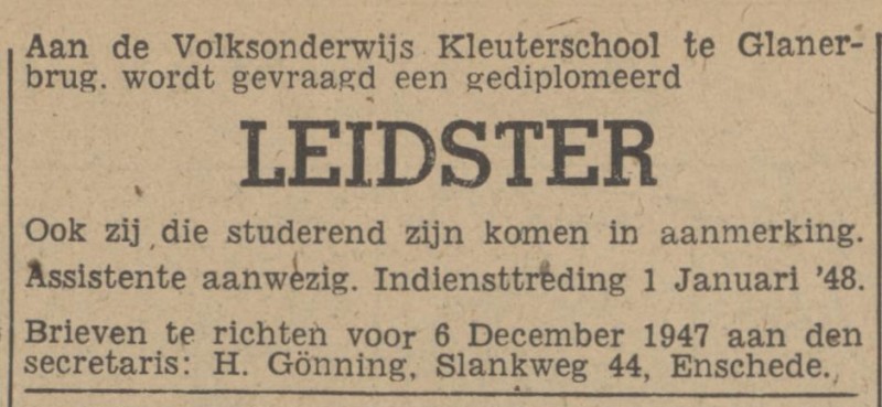 Slankweg 44 H. Gönning advertentie Tubantia 26-11-1947.jpg