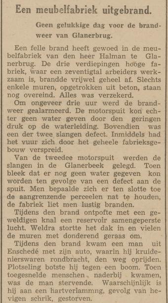 Schipholtstraat brand meubelfabriek Halman krantenbericht 11-7-1933.jpg