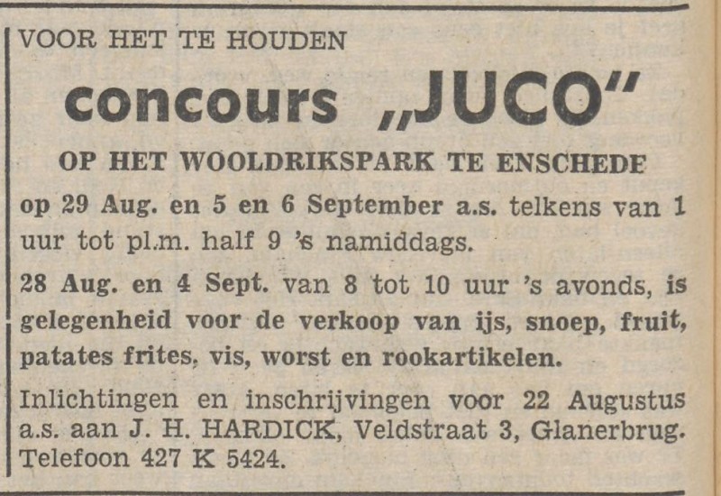 Veldstraat 3 J.H. Hardick advertentie Tubantia 15-8-1953.jpg