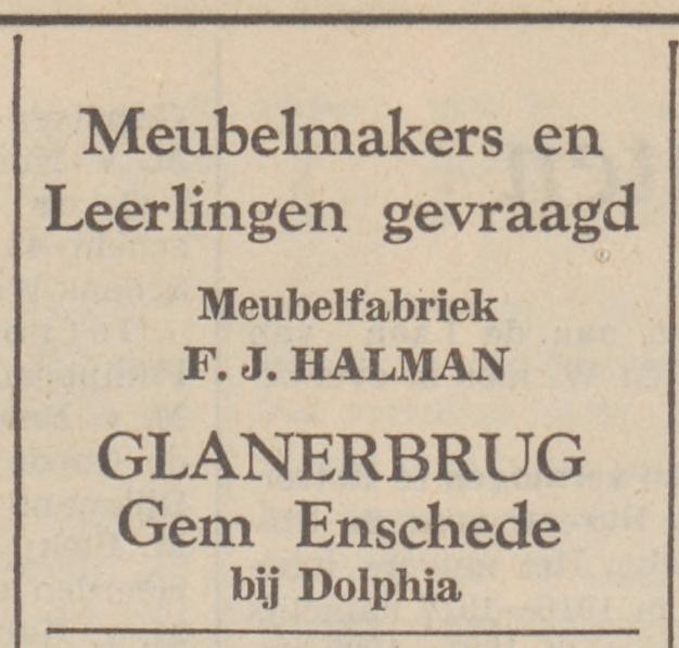 Meubelfabriek F.J. Halman bij Dolphia advertentie De Volkskrant 12-10-1939.jpg