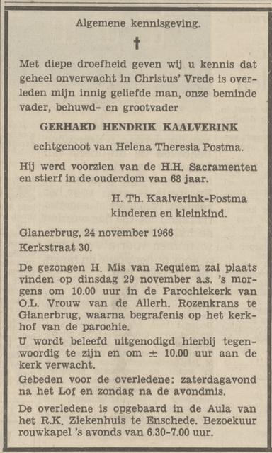 Kerkstraat 30 G.H. Kaalverink overlijdensadvertentie Tubantia 26-11-1966.jpg