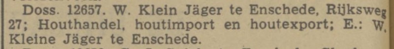 Rijksweg 27 Houthandel W. Klein Jäger krantenbericht Tubantia 14-1-1941.jpg
