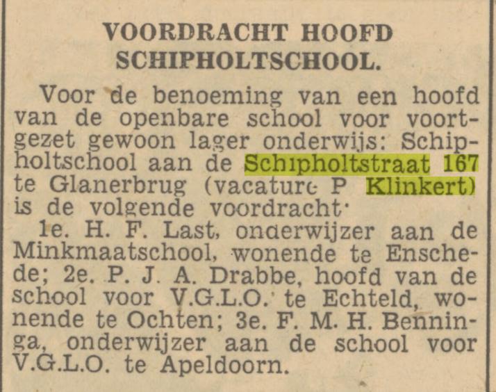 Schipholtstraat 167 P. Klinkert krantenbericht Tubantia 4-8-1950.jpg