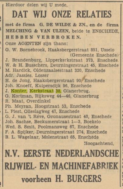 Kerkstraat 38 rijwielzaak J. Konter advertentie Tubantia 4-9-1950.jpg