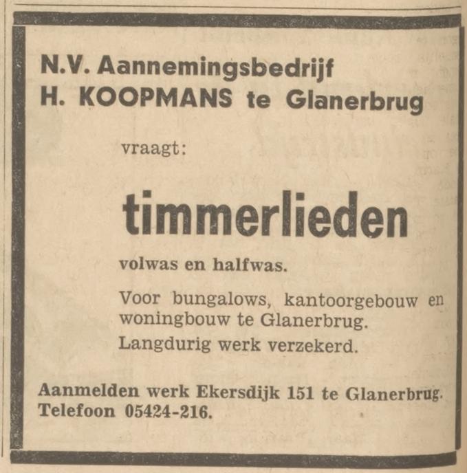 Ekersdijk 151 N.V. Aannemingsbedrijf H. Koopmans telf. 05424-216 advertentie Tubantia 14-7-1966.jpg