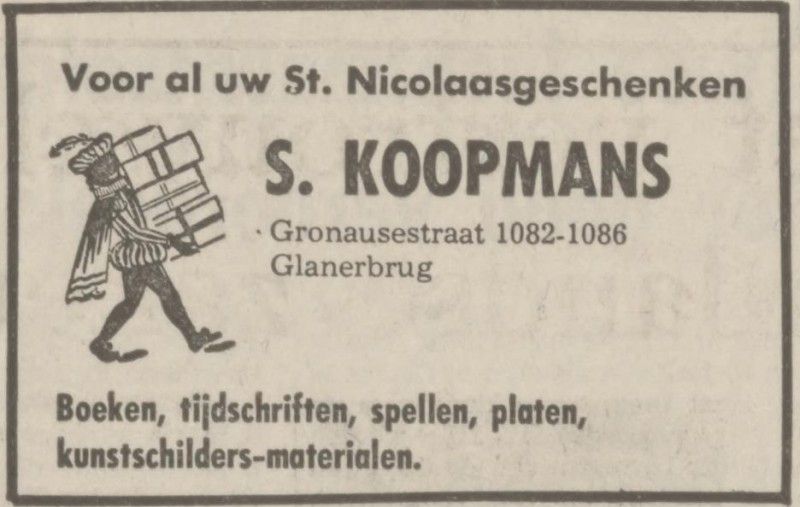Gronausestraat 1082-1086 Fa. S. Koopmans advertentie Tubantia 28-11-1974.jpg