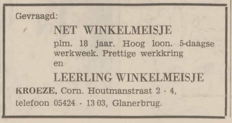 Cornelis Houtmanstraat 2-4 Kroeze advertentie Tubantia 3-4-1969.jpg