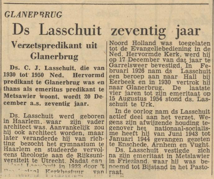 Tolstraat 1 Ds. C.J. Lasschuit krantenbericht Tubantia16-12-1955.jpg