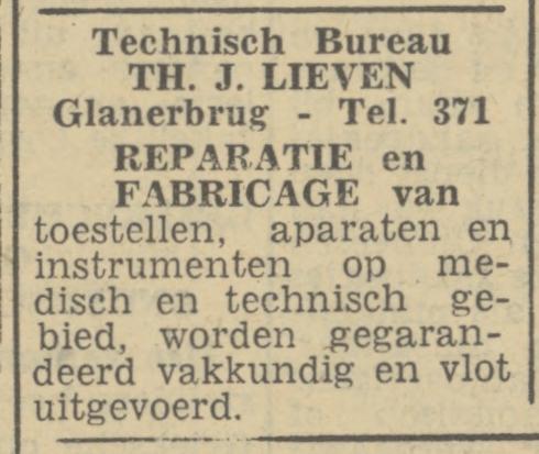 Technisch Bureau Th.J. Lieven telf. 371 advertentie Tubantia 6-12-1946.jpg