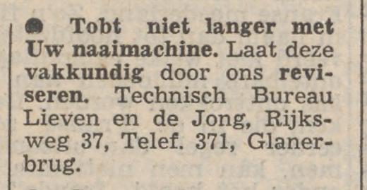 Rijksweg 37 Technisch Bureau Lieven en de Jong advertentie Tubantia 16-9-1953.jpg