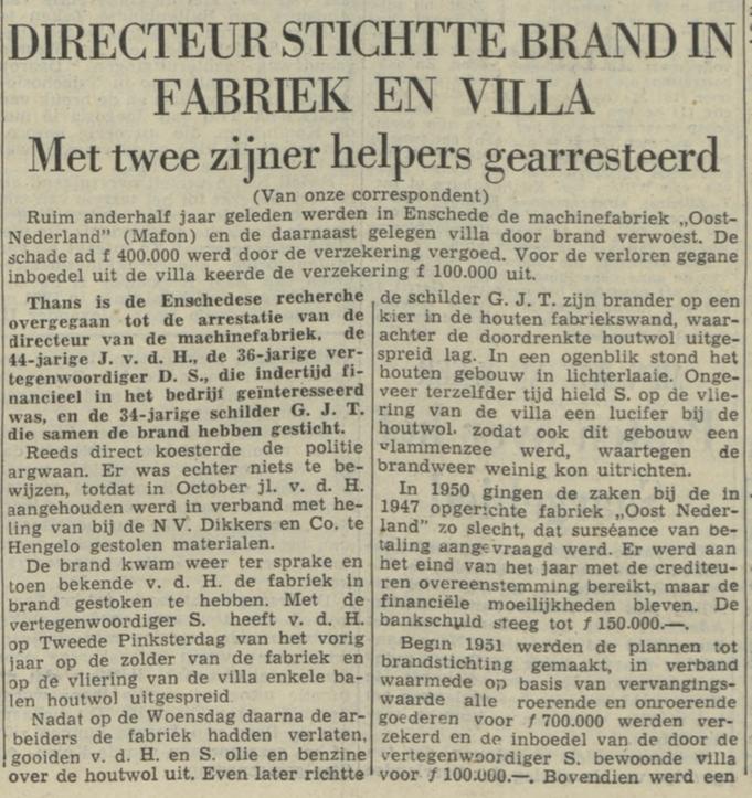 Slankweg 38 Machinefabriek Oost Nederland Mafon. krantenbericht Trouw 3-12-1952.jpg