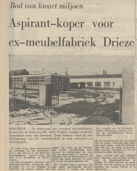 Gronausestraat 645 meubelfabriek Drieze krantenfoto Tubantia 3-3-1971.jpg