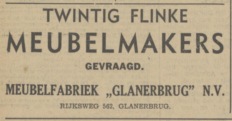 Rijksweg 562 Meubelfabriek Glanerbrug N.V. advertentie Tubantia 8-7-1941.jpg
