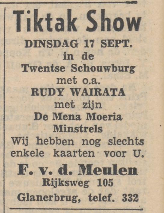 Rijksweg 105 F. v.d. Meulen advertentie Tubantia 16-9-1957.jpg