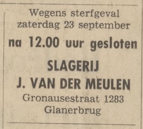 Gronausestraat 1283 slagerij J. van der Meulen advertentie Tubantia 21-9-1972.jpg
