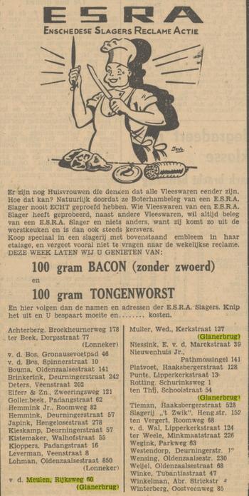 Rijksweg 60 Esra Slagerij v.d. Meulen advertentie Tubantia 23-5-1951.jpg