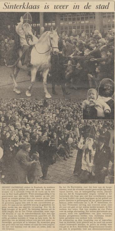 Stationsplein aankomst Sinterklaas krantenbericht Tubantia 21-11-1960.jpg
