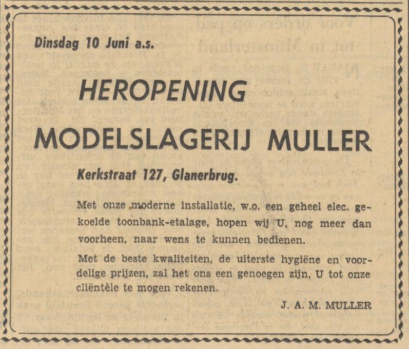 Kerkstraat 127 modelslagerij Muller advertentie Tubantia 7-6-1958.jpg