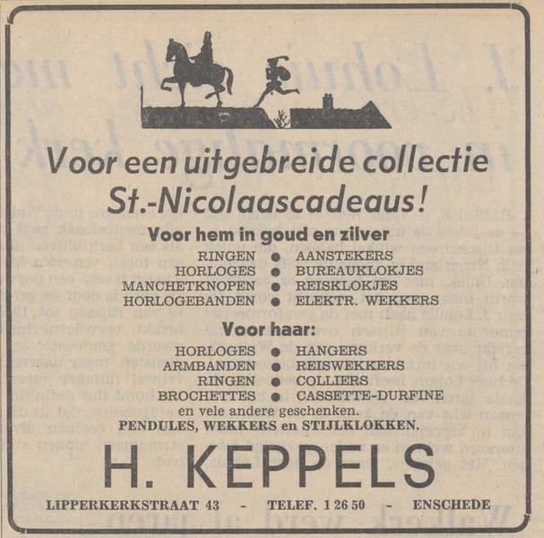 Lipperkerkstraat 43 juwelier H. Keppels sinterklaasadvertentie Tubantia 23-11-1965.jpg