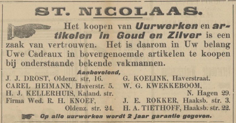 Haverstraat 5 Carel Heimann sinterklaasadvertentie Tubantia 19-11-1908.jpg