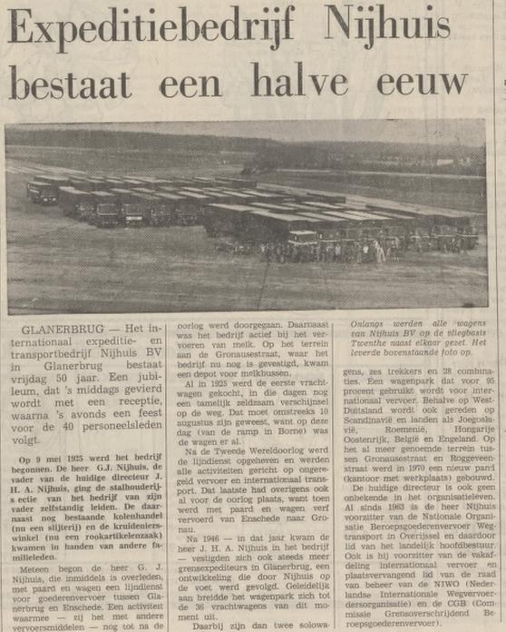 Gronausestraat 1144 Expeditiebedrijf Nijhuis krantenbericht Tubantia 7-5-1975.jpg