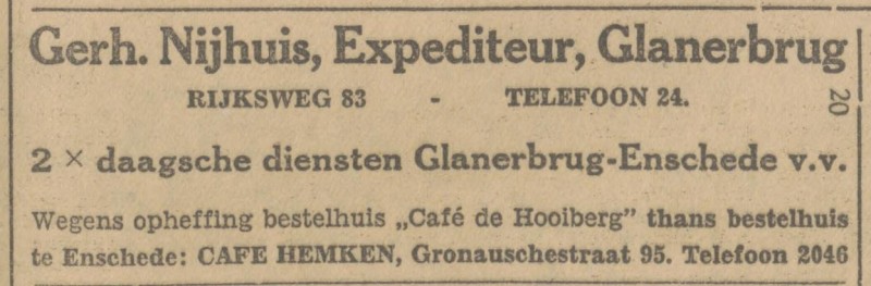 Rijksweg 83 Gerh. Nijhuis Expediteur advertentie Tubantia 29-4-1930.jpg