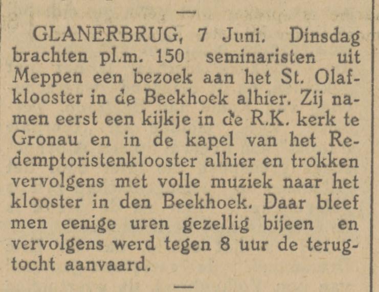 Beekhoek Glanerbrug St. Olafklooster krantenbericht Tubantia 8-8-1927.jpg