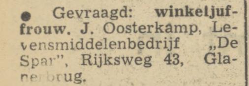 Rijksweg 43 levensmiddelenbedrijf J. Oosterkamp advertentie Tubantia 30-3-1950.jpg