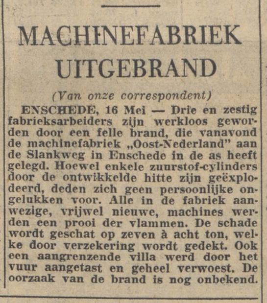 Slankweg 38 Machinefabriek Oost Nederland. krantenbericht De Volkskrant 17-5-1951.jpg