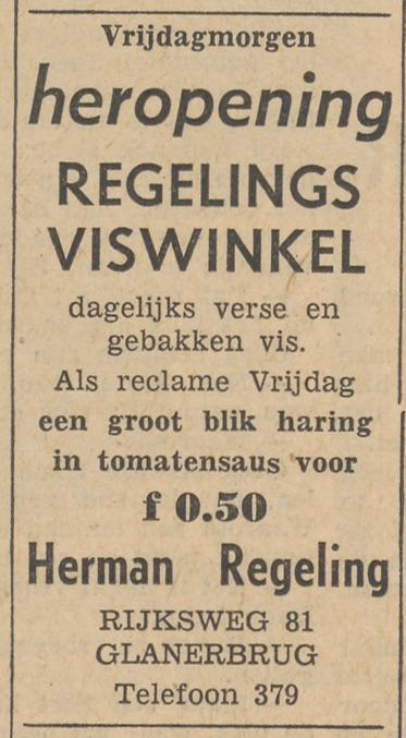 Rijksweg 81 viswinkel Herman Regeling telf. 379 advertentie Tubantia 15-3-1956.jpg