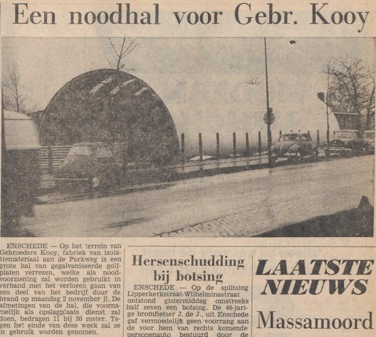 Parkweg 110 Gebr. Kooy noodhal krantenfoto Tubantia 24-11-1964.jpg