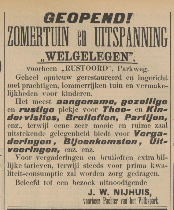 Parkweg Zomertuinen en Uitspanning Welgelegen voorheen Rustoord J.W. Nijhuis advertentie Tubantia 21-5-1904.jpg