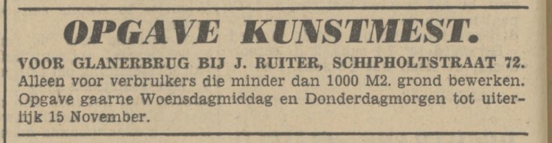 Schipholtstraat 72 J. Ruiter advertentie Tubantia 15-10-1941.jpg