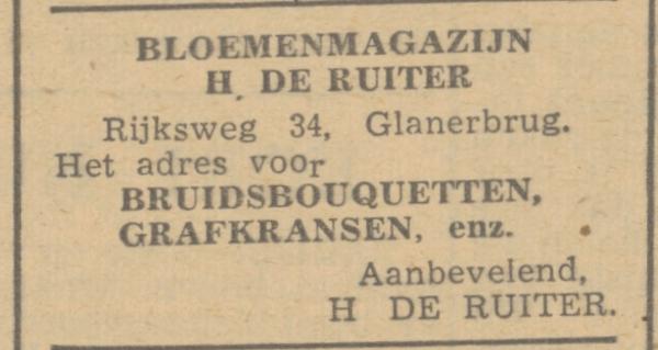 Rijksweg 34 Bloemenmagazijn H. de Ruiter advertentie De Waarheid 1-8-1945.jpg