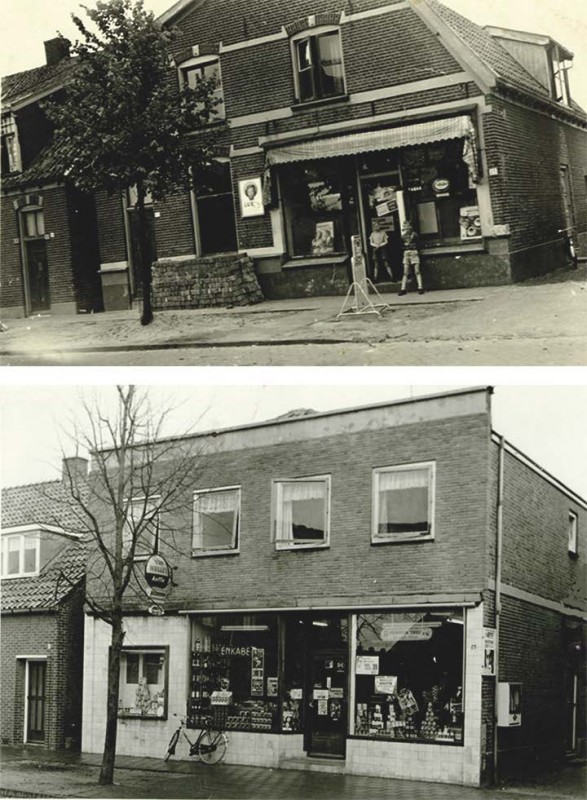 Tolstraat 25 winkel Schledorn boven voor de verbouwing onder na de verbouwing.jpg