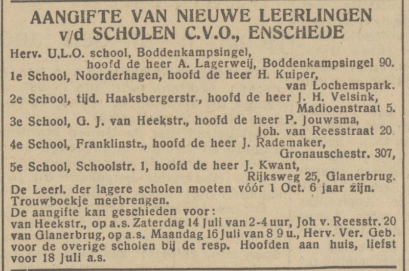 Rijksweg 25 J. Kwant Hoofd 5e School advertentie Het Parool 12-7-1945.jpg