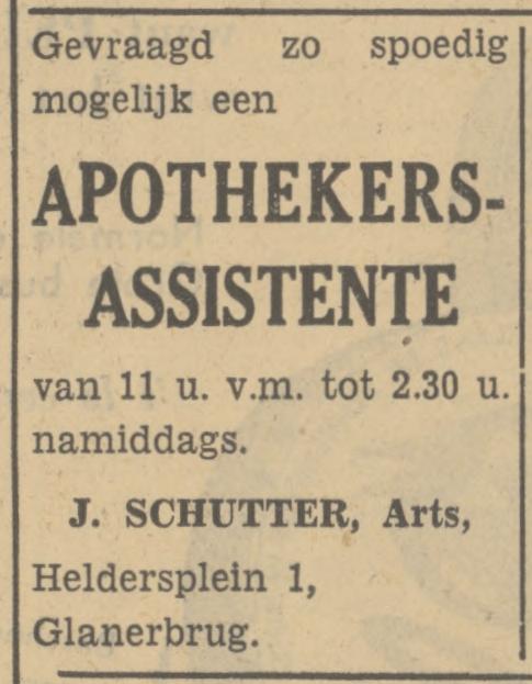 Heldersplein 1 J. Schutter Arts advertentie Tubantia 8-10-1949.jpg