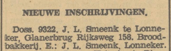 Rijksweg 158 Broodbakkerij J.L. Smeenk krantenbericht Tubantia 15-5-1933.jpg