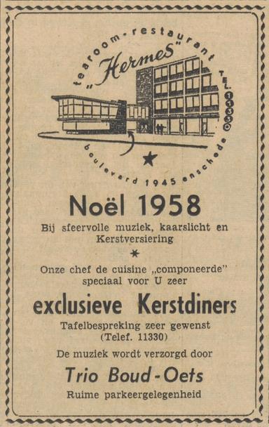 Boulevard 1945 tearoom restaurant Hermes kerstadvertentie Tubantia 20-12-1958.jpg