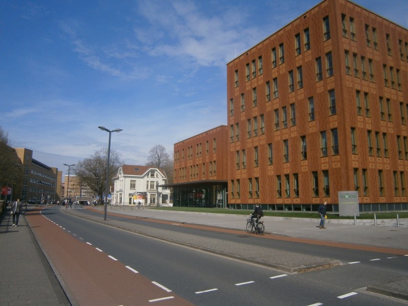 De Ruyterlaan hoek M.H. Tromplaan Hogeschool Saxion vanaf Ariensplein.JPG