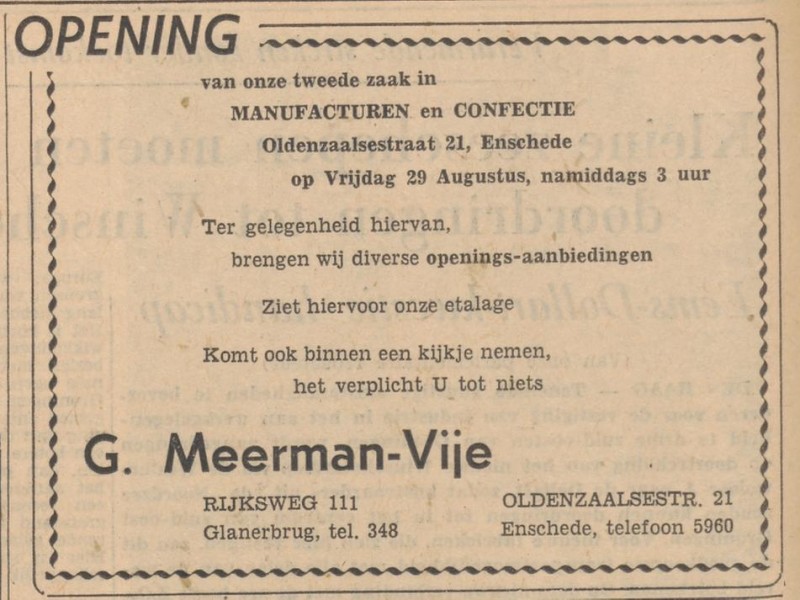 Rijksweg 111 G. Meerman-Vije manufacturen advertentie Tubantia 28-8-1958.jpg