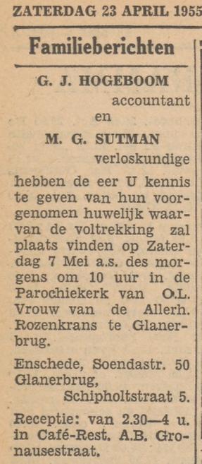 Schipholtstraat 5 M.G. Sutman verloskundige advertentie Tubantia 23-4-1955.jpg