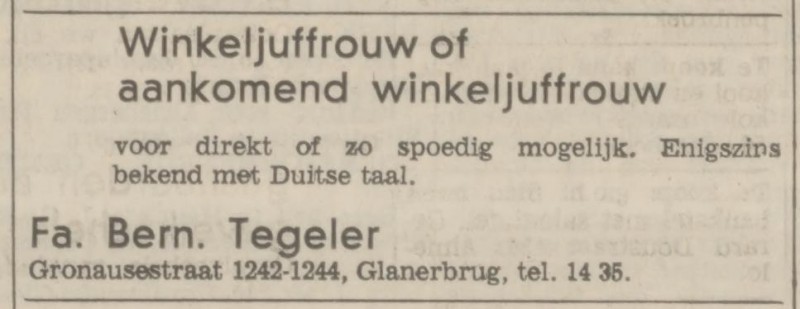 Gronausestraat 1242-1244 Fa. Bern. Tegeler advertentie Tubantia 3-3-1972.jpg