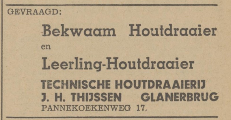Pannekoekenweg 17 Technische Houtdraaierij J.H. Thijssen advertentie Tubantia 3-6-1948.jpg
