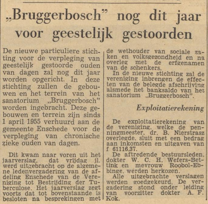Sanatorium Bruggerbosch krantenbericht Tubantia 29-5-1961.jpg
