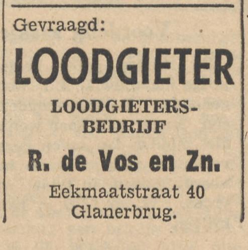 Eekmaatstraat 40 loodgietersbedrijf R. de Vos en Zn advertentie Tubantia 13-10-1956.jpg