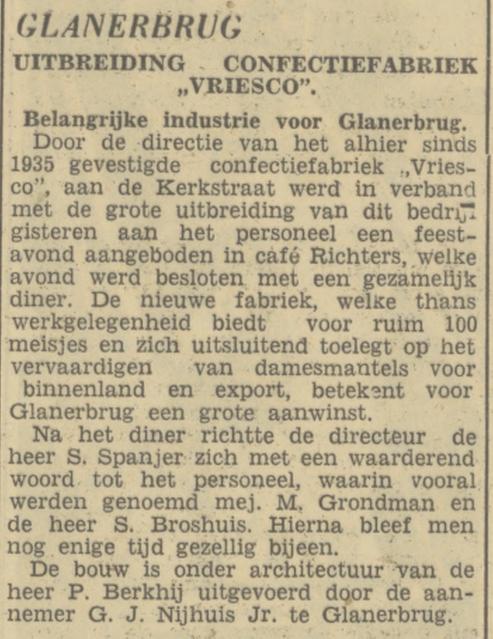 Kerkstraat 60 confectiebedrijf Vriesco krantenbericht Tubantia 27-5-1950.jpg