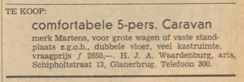 Schipholtstraat 13 H.J.A. Waardenburg arts advertentie Tubantia 28-5-1965.jpg