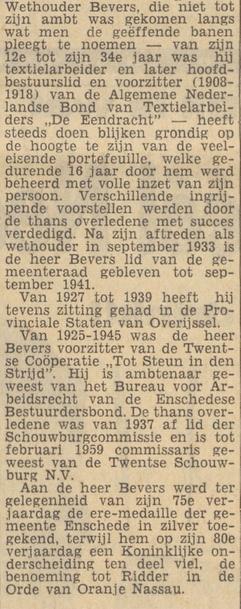 J. Bevers oud-wethouder Enschede overleden krantenbericht Tubantia 15-5-1959 (2).jpg